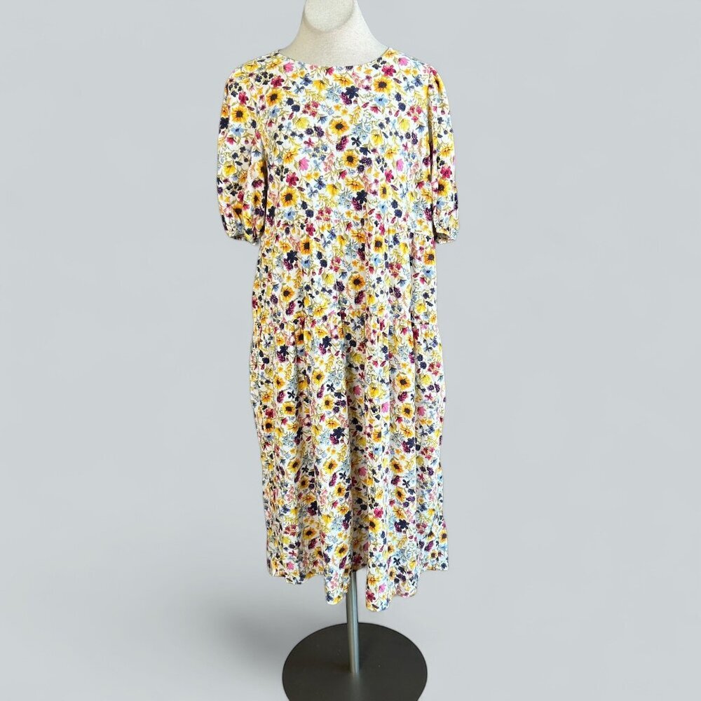 Old Navy Wildflower Puff Sleeve Prairie Midi Cottagecore Swing dress Size XL